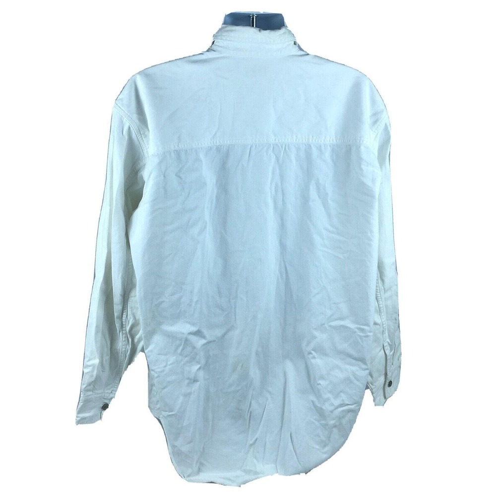 Vintage 90s Levi's White Denim Jean Shirt Metal Buttons Up Men's Large - Picture 3 of 9